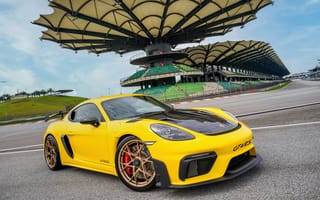 Картинка Porsche 718 Cayman GT4 RS, Porsche 718 Cayman, Porsche 718, Cayman, Porsche, Порше, современная, машины, машина, тачки, авто, автомобиль, транспорт, спорткар, спортивная машина, спортивное авто, суперкар, желтый