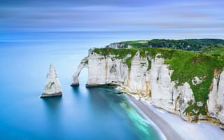 Картинка Нормандия,  вода,  океан,  скалы,  горы,  пляж,  Франция