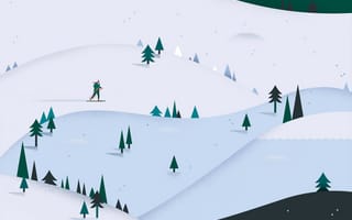 Картинка Андроид, горы, зима, HD, 4k, 5k