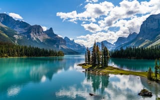 Картинка Малайн, Канада, озера, озеро, природа, вода, пейзаж, голубой, бирюзовый, отражение