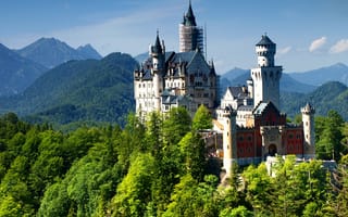 Картинка Замок Нойшванштайн,  туризм,  путешествия,  замок,  горы,  Альпы,  Германия,  Бавария