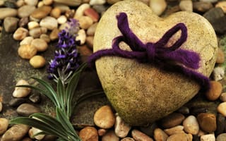 Картинка Stone heart, бантик, сердце, подарок, фиолетовый, камень