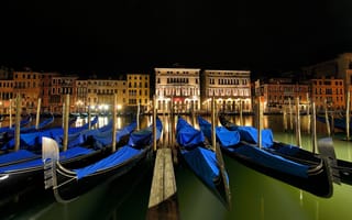 Картинка Венеция, огни, Италия, ночь