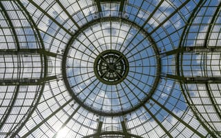 Картинка Гран-Пале, Париж, купол, стеклянный, архитектура, вид снизу, снизу, небо