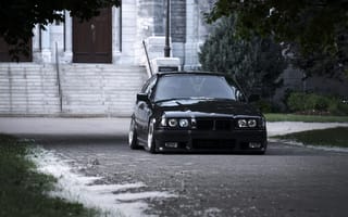 Картинка BMW, перед, бмв, black, tuning, черная, E36, тюнинг