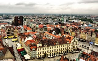 Картинка дома, Польша, панорама, улицы, Wroclaw, вид сверху