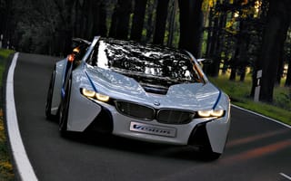 Картинка BMW, Concept, фары, передок, автомобиль, дорога, Vision, EfficientDynamics