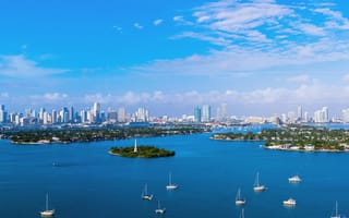 Картинка Майами, яхты, океан, Флорида, florida, здания, Miami, пляж