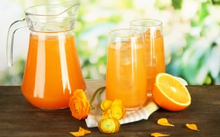 Картинка салфетка, апельсиновый сок, цветы