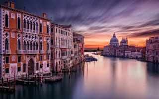 Картинка Италия, небо, дома, Венеция, утро, выдержка, город, вода