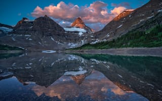 Картинка Канада, отражение, горы, снег, озеро, Британская Колумбия