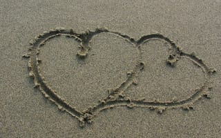 Картинка настроения, сердечки, пляж, сердце, песок