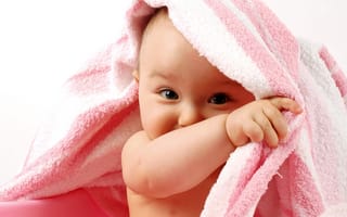 Картинка малыш, полотенце, взгляд