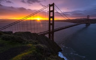 Картинка США, мост, Сан-Франциско, закат, San Francisco, USA, Golden Gate Bridge, California
