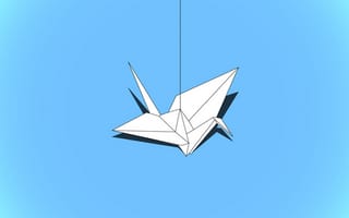 Картинка минимализм, оригами, птица, megafatboy, crane, бумага, журавлик