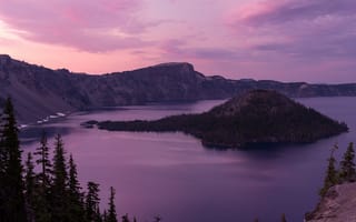 Картинка Oregon, U.S.A, озеро, Crater Lake National Park, природа, кратер, лес