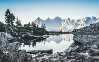 Картинка озеро, отражение, горы