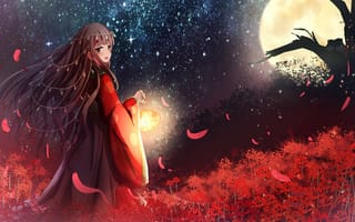 Картинка девушка, кимоно, фонарь
