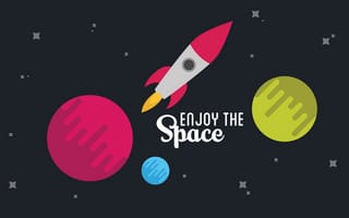 Картинка космический корабль, ракета, астрономия, планеты, звезды