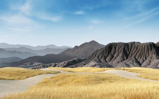 Картинка горы, чистое небо, травяное поле, концентратор поверхности Майкрософт 2, пейзаж, запас
