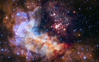 Картинка Вестерлунд 2, небесный фейерверк, звездное скопление, 5к, галактика, горящие звезды, созвездие, Млечный Путь, астрономия