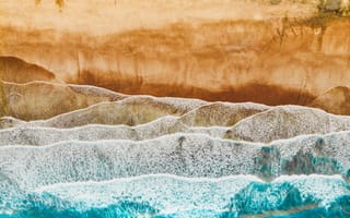 Картинка Канарские острова, Испания, пляж, океан, фото с дрона, морские волны, с высоты птичьего полета, пейзаж