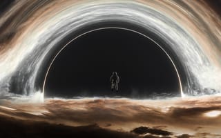 Картинка космос, червоточина, межзвездный, гигантская черная дыра, 5к, космонавт