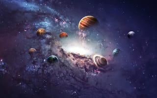 Картинка Солнечная система, планеты, астрономия, галактика, эстетический