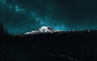 Картинка Маунт-Рейнир, ночное небо, 5 тыс., Национальный парк Маунт-Рейнир, Млечный Путь, звездное небо