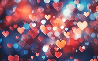 Картинка любовь сердца, боке, красочные сердечки, 5 тыс., ИИ искусство