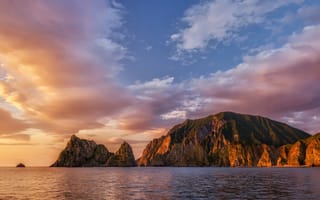 Картинка Тихий океан, Андрей Грачев, Камчатка, рассвет, небо, Восточное побережье, скалы