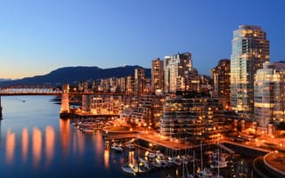 Картинка Ванкувер, огни города, Канада, Городской пейзаж