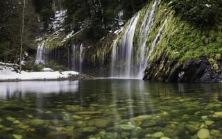 Картинка природа, водопад, калифорния, mossbrae falls, вода, камни