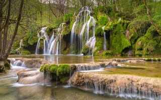 Картинка Каскады де Туфс, лес, Франция, природа, водопад, деревья