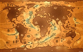 Картинка древняя карта мира, континенты, папирус, материки