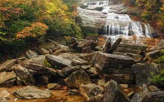 Картинка Second Falls, осень, Северная Каролина, водопад