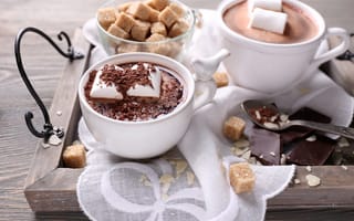 Картинка шоколад, напитки, маршмеллоу, сахар, чашка