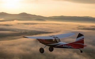 Картинка самолет, за облаками, авиация, утро, пейзаж, бесплатные фотографии