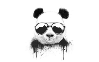 Картинка панда, художник, минимализм, цифровое искусство, произведение искусства