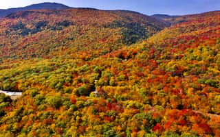 Картинка осень, горы, пейзажи, деревья, падение, безмятежной, яркий, солнечный свет, небо, бесплатные, вид, красочный, листва, антенна, живописный, синее небо, лес, цвет, пейзаж, листья, природа, октябрь