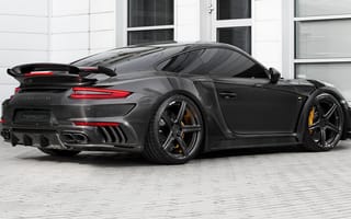 Картинка 2017, спортивный автомобиль, машины, Porsche 911, черный автомобиль, Porsche 911 Turbo Stinger GTR