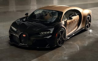 Картинка 2023, спортивный автомобиль, черный, золото, машины, Bugatti Chiron Super Sport