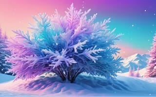 Картинка паровая волна, зима, 8k, замысловатые детали, иллюстрация, переливающиеся цвета, фотореалистичный, UHD, пейзажи, снежинки, лучшее качество, шедевр, острый фокус, 4K, профессиональное освещение, ультрадетальный, красочные детали, высоко детализированный