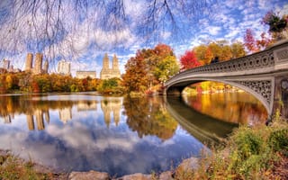 Картинка Центральный Парк, Сан-Рино Башня, осень в городе, Боу-Бридж, осень, Нью-Йорк