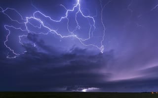 Картинка Kansas, иллюминация, вспышка, разряд, ночь, шторм, облака, пейзаж, молния, непогода, небо