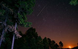Картинка комета, Метеор, ночь