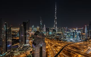 Картинка город, Дубай, ночные города