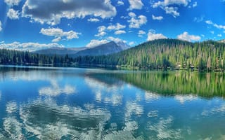 Картинка лес, горы, отражение, Скалистые горы, Юта, Медвежье озеро, озеро, Озеро Беар, Bear Lake, Rocky Mountains, Utah