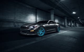 Картинка Ford, Front, Mustang, Vossen, Roush X, Blue, Wheels