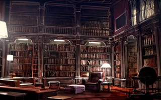 Картинка интерьер, kafka library, библиотека, by gryphart